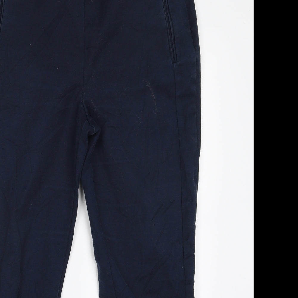Zara Womens Blue  Cotton Trousers  Size 14 L24 in Regular Zip
