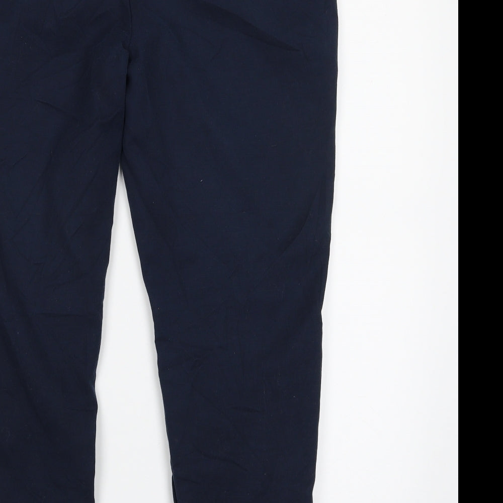 Zara Womens Blue  Cotton Trousers  Size 14 L24 in Regular Zip