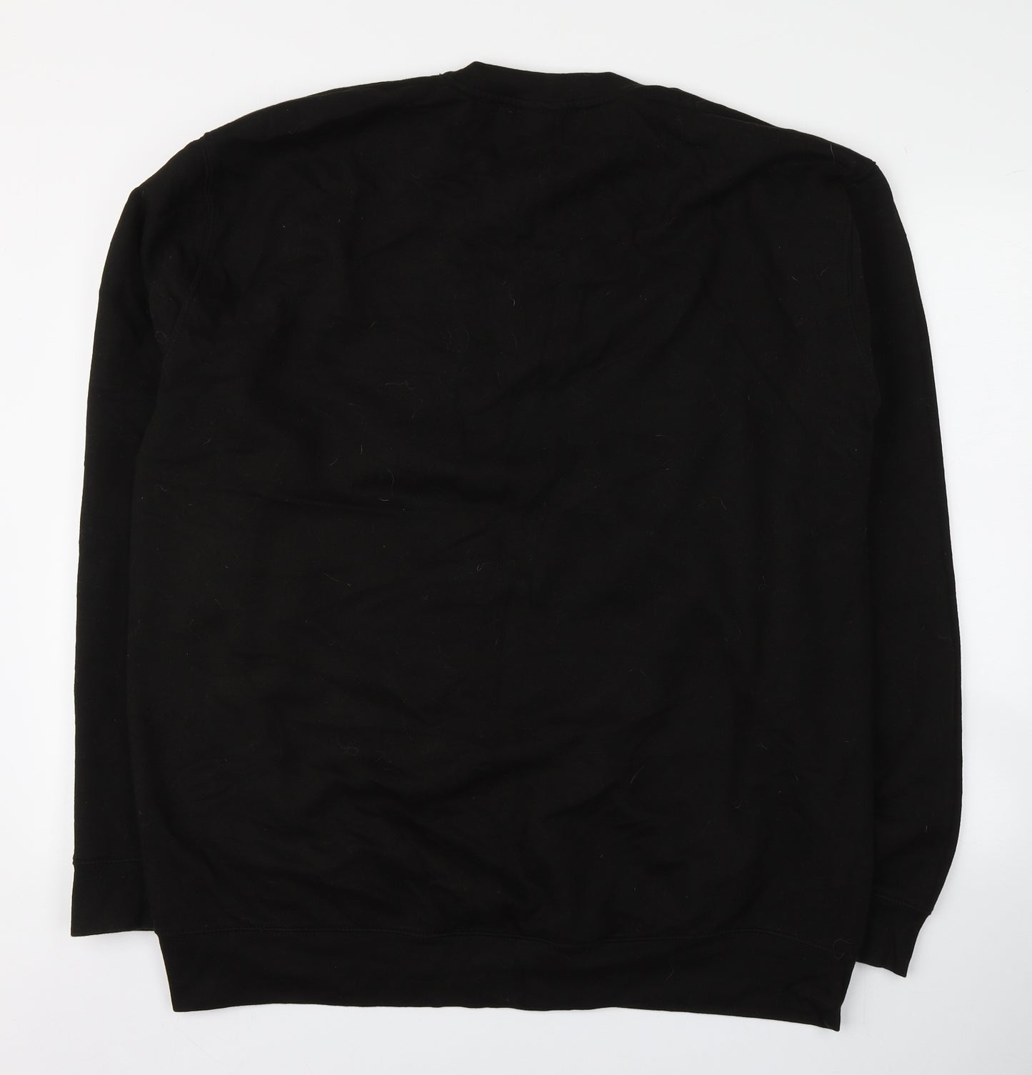 Black Dust Mens Black Round Neck  Cotton Pullover Jumper Size 3XL   - Gothic