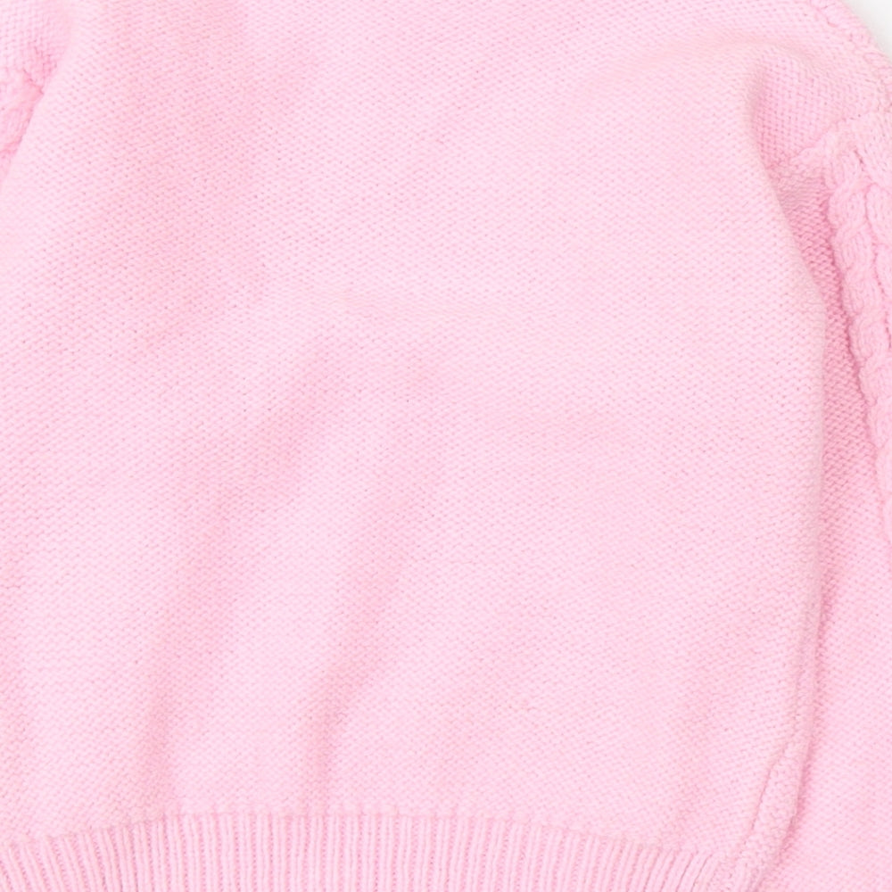 Primark Girls Pink Round Neck  Acrylic Pullover Jumper Size 4-5 Years