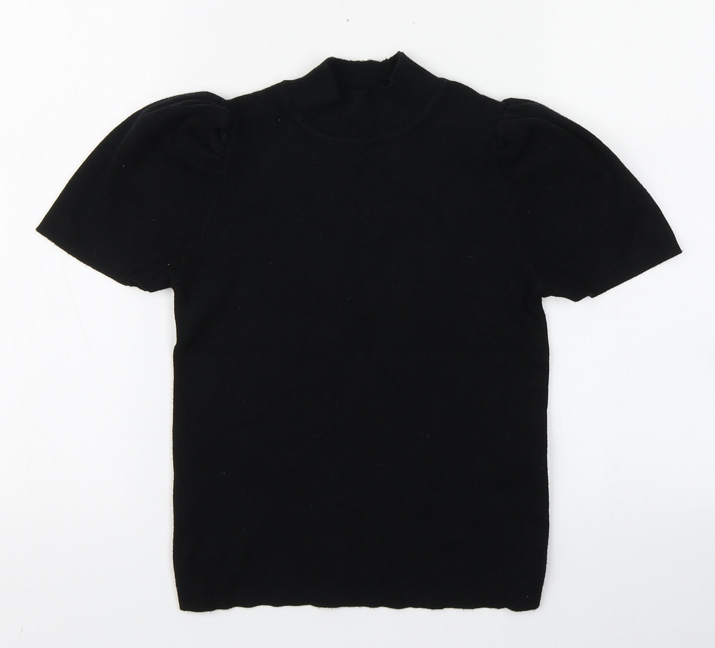 Pink Vanilla Womens Black  Viscose Basic T-Shirt Size S High Neck
