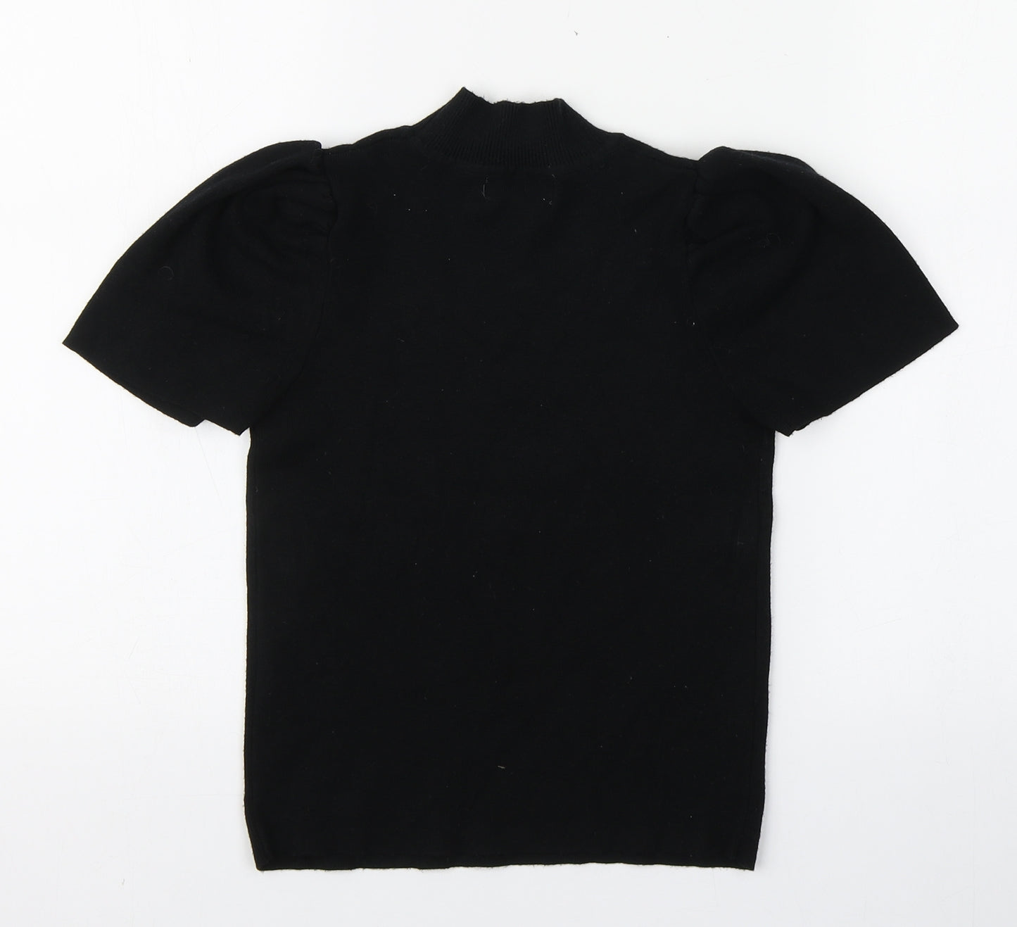 Pink Vanilla Womens Black  Viscose Basic T-Shirt Size S High Neck
