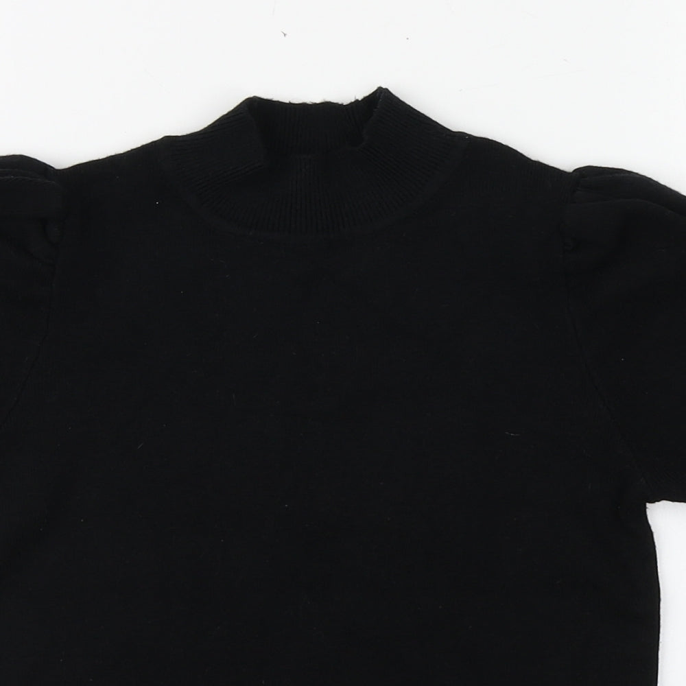 Pink Vanilla Womens Black  Viscose Basic T-Shirt Size S High Neck