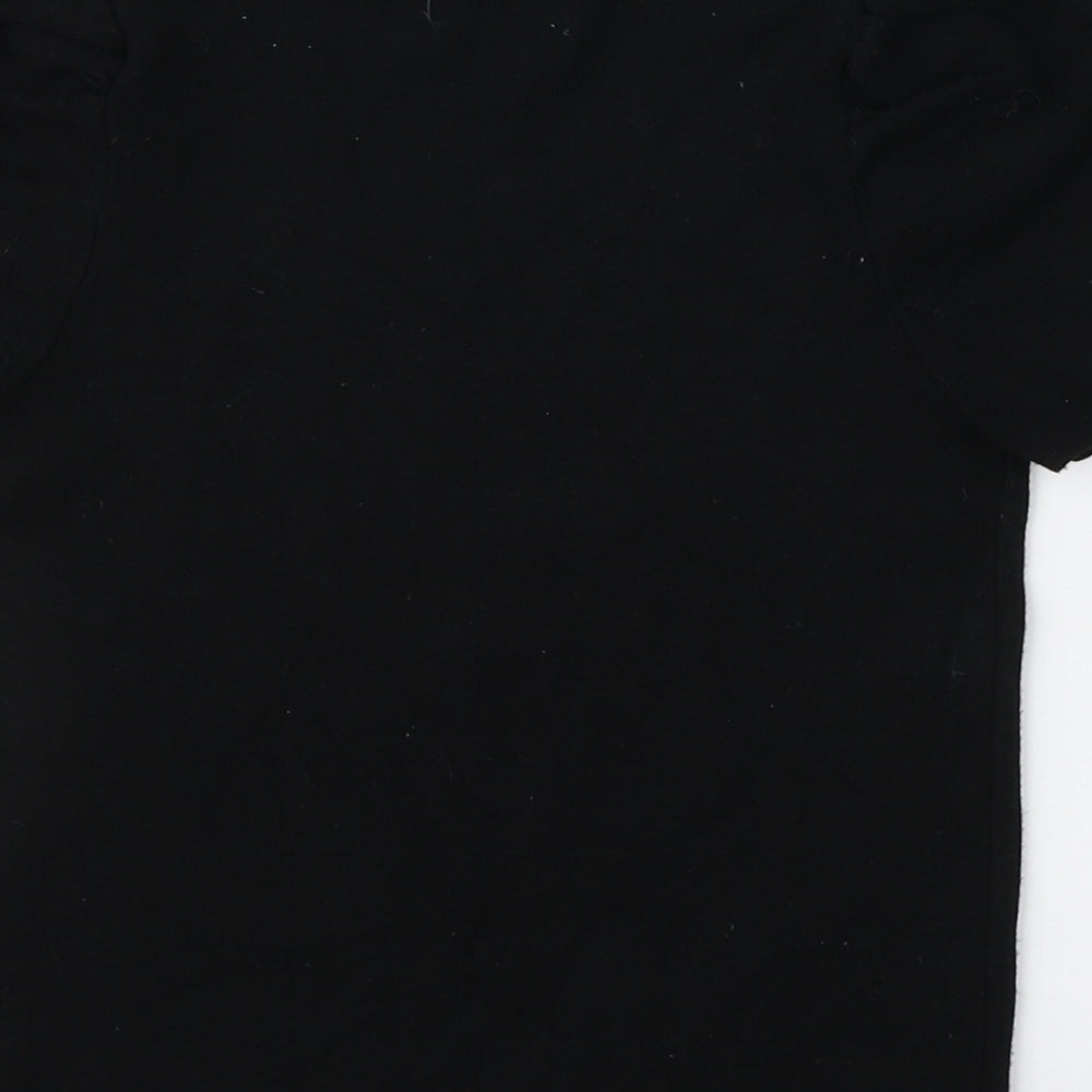 Pink Vanilla Womens Black  Viscose Basic T-Shirt Size S High Neck
