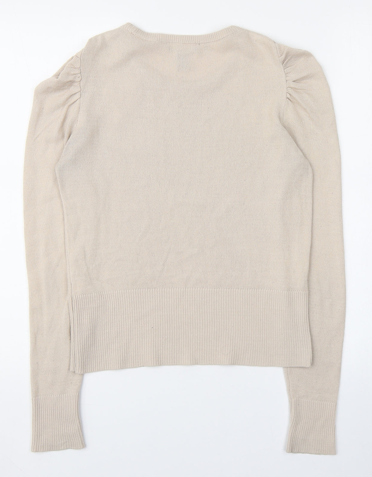 New Look Womens Beige  Nylon Basic T-Shirt Size 8 Round Neck