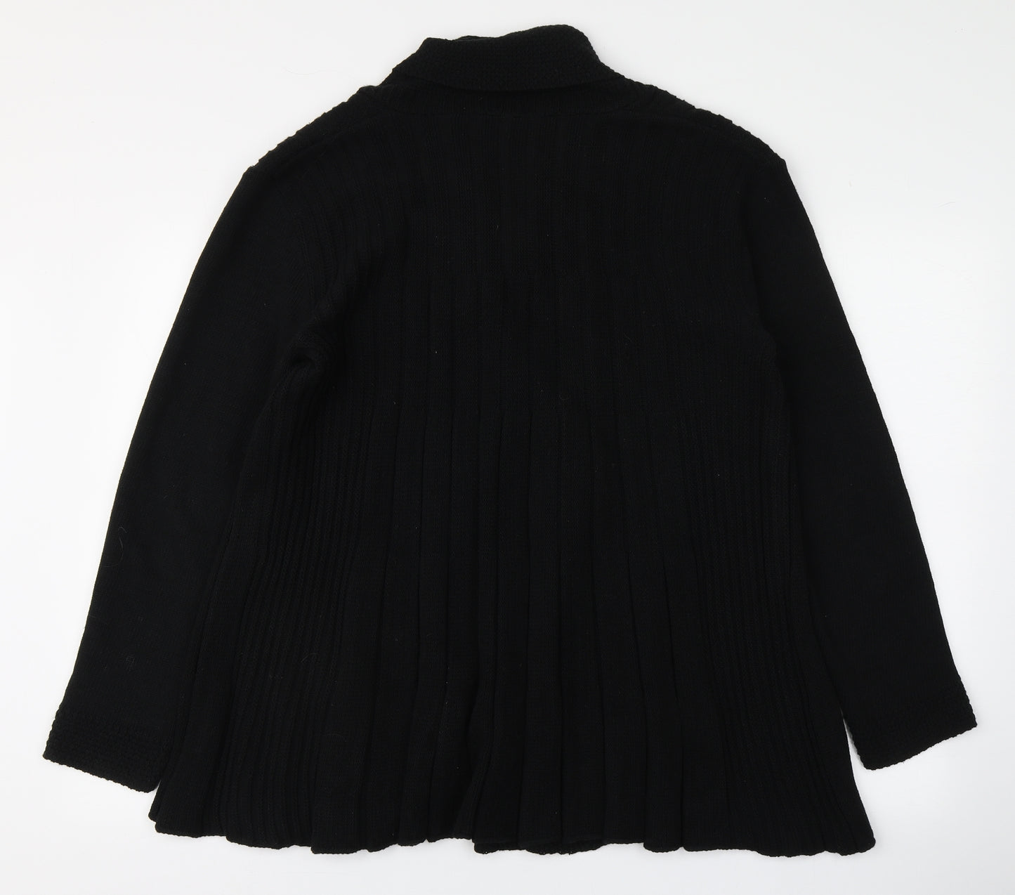 Glimpse Design Womens Black Collared  Cotton Cardigan Jumper Size 30   - Flared bottom
