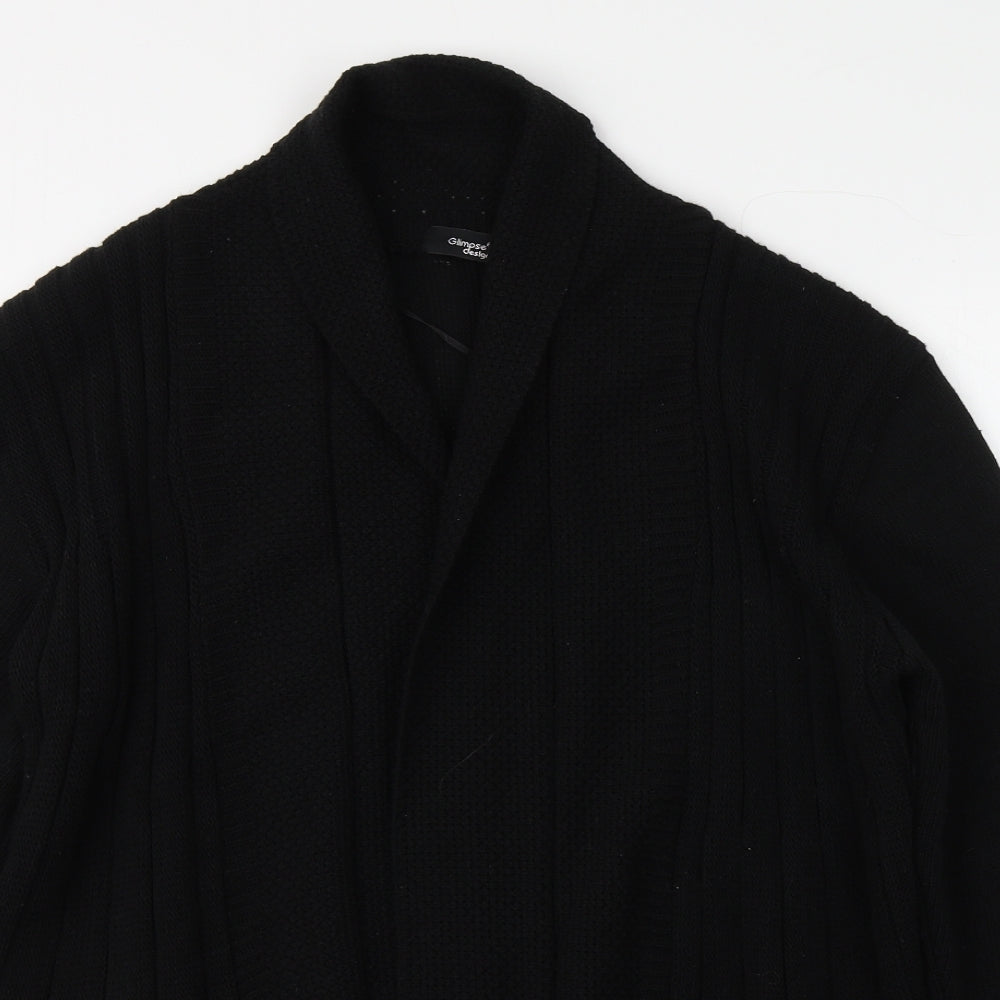 Glimpse Design Womens Black Collared  Cotton Cardigan Jumper Size 30   - Flared bottom
