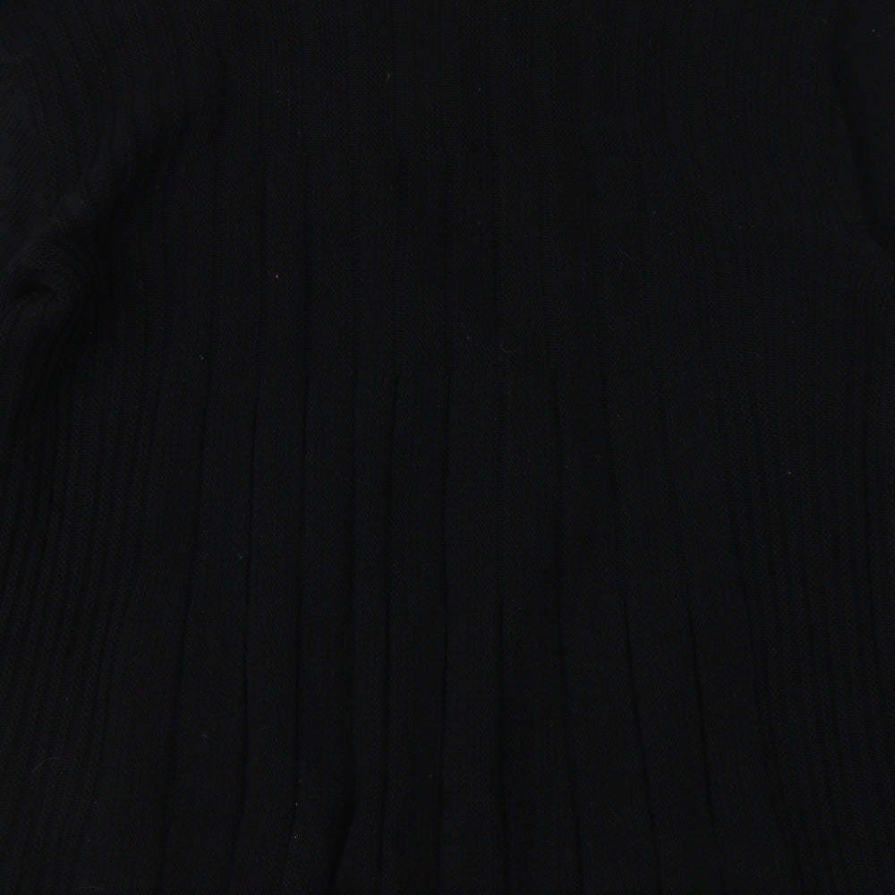 Glimpse Design Womens Black Collared  Cotton Cardigan Jumper Size 30   - Flared bottom