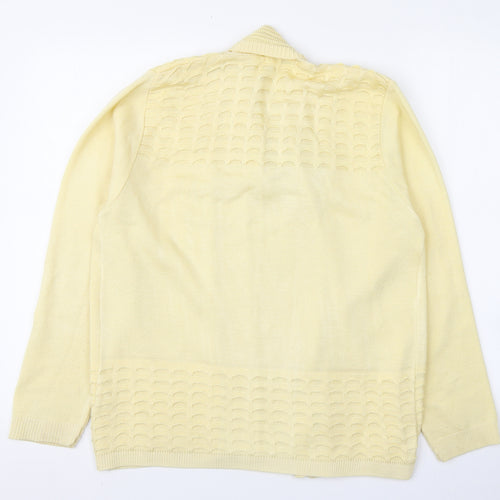 Emma Collection Womens Yellow V-Neck  Acrylic Cardigan Jumper Size M   - Size M/L