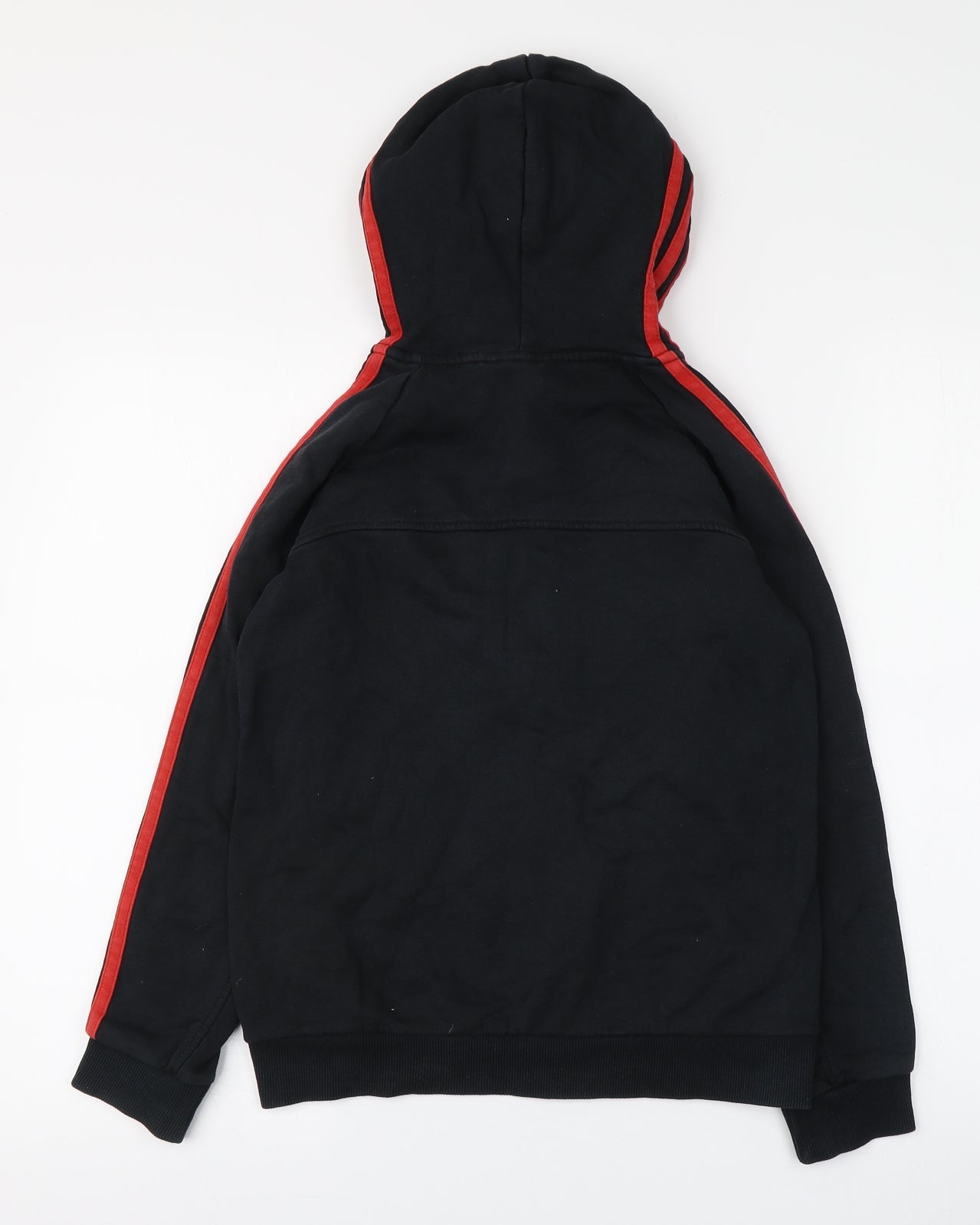adidas Boys Black  Cotton Full Zip Hoodie Size 11-12 Years   - Red detail