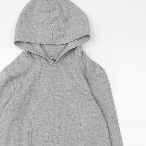 Bluezoo Boys Grey  Cotton Pullover Hoodie Size 11-12 Years   - Raised 'Good vibes'