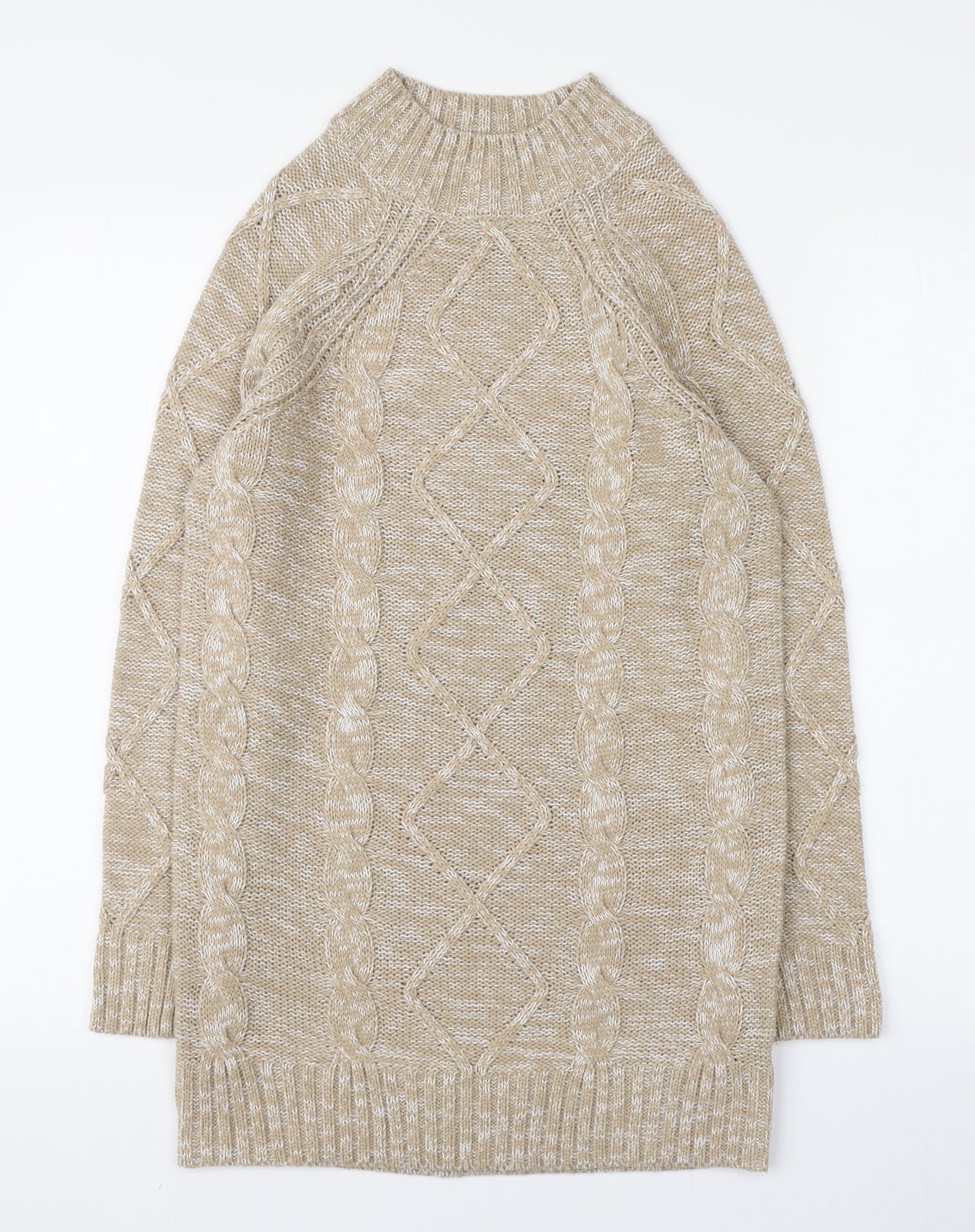 PEP&CO Womens Beige High Neck  Acrylic Pullover Jumper Size 8