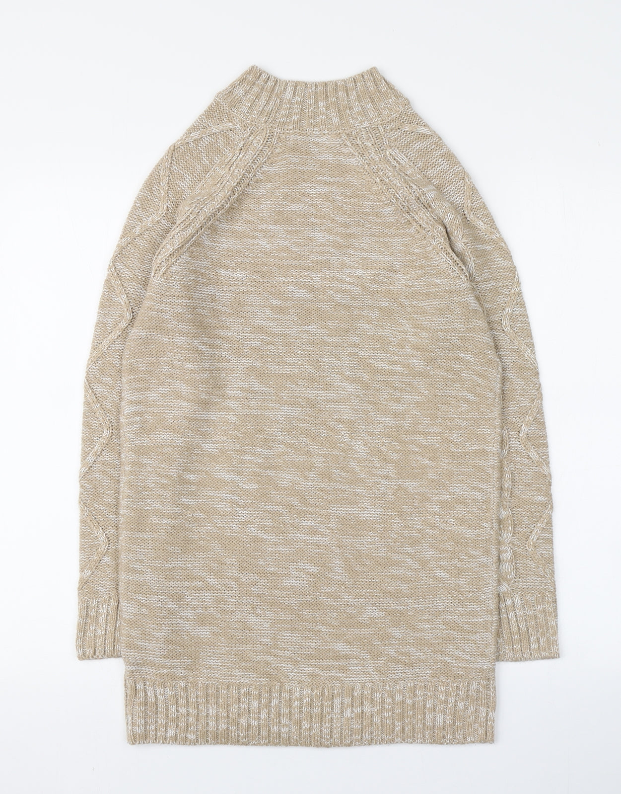 PEP&CO Womens Beige High Neck  Acrylic Pullover Jumper Size 8