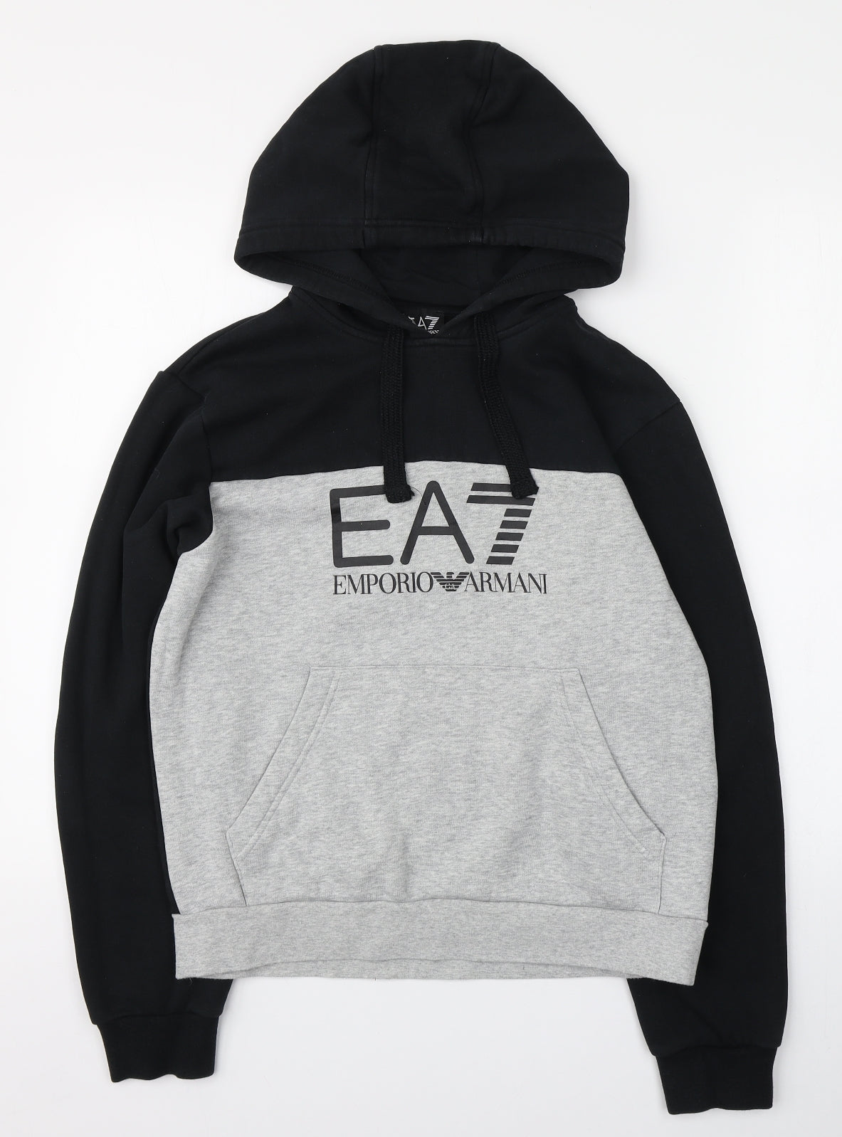 Emporio Armani Boys Black  Cotton Pullover Hoodie Size S
