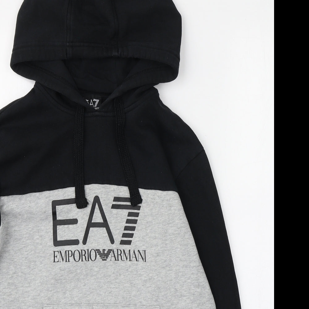 Emporio Armani Boys Black  Cotton Pullover Hoodie Size S