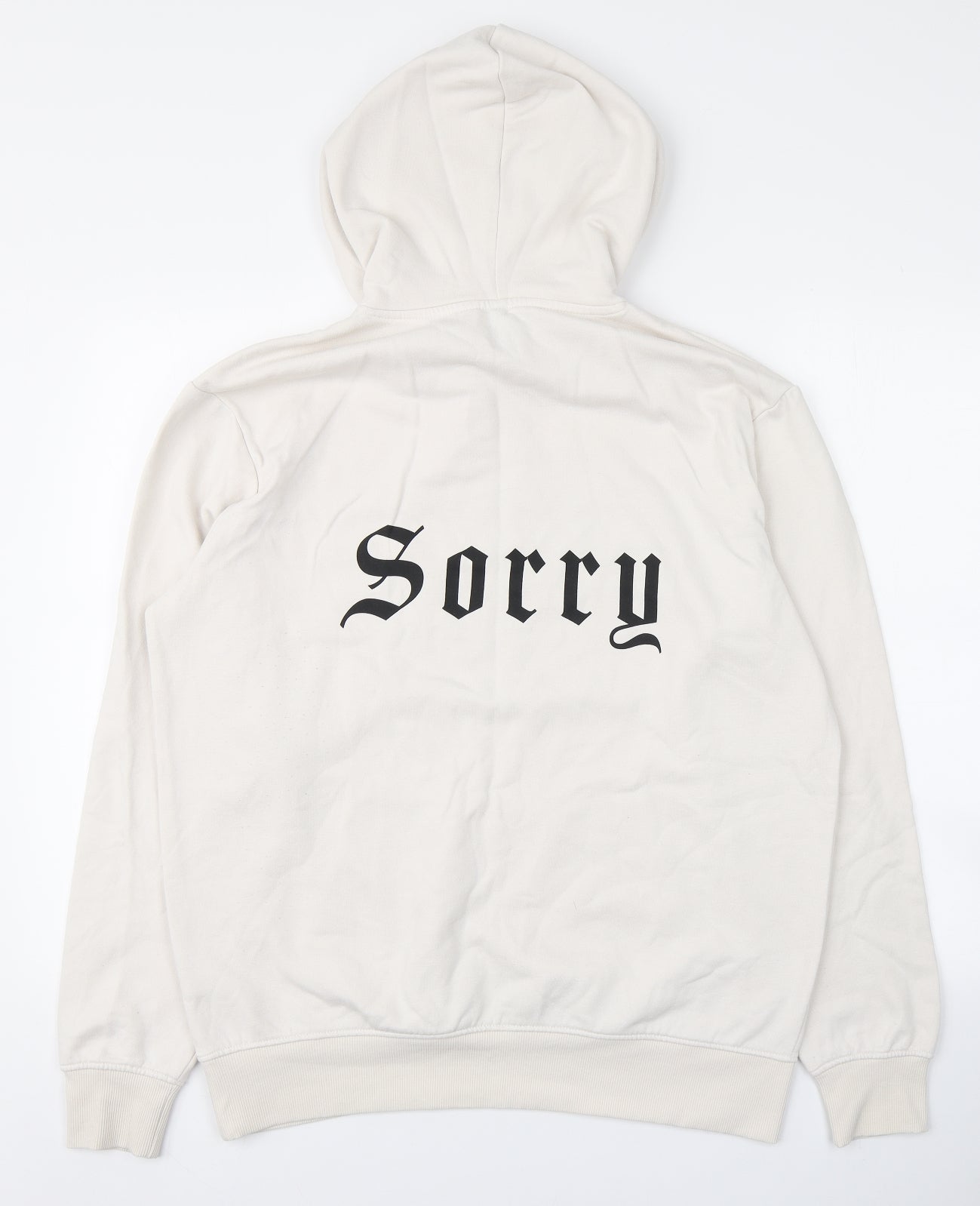 Divided Mens White  Cotton Pullover Hoodie Size M   - Sorry