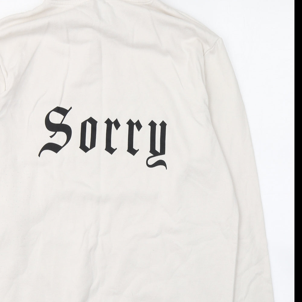 Divided Mens White  Cotton Pullover Hoodie Size M   - Sorry