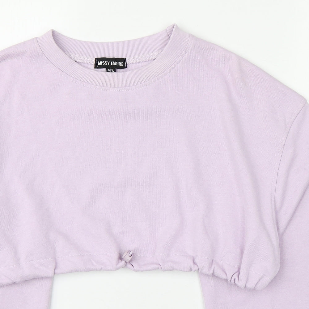 Missy Empire Womens Purple Round Neck  Cotton Pullover Jumper Size 8   - Cropped