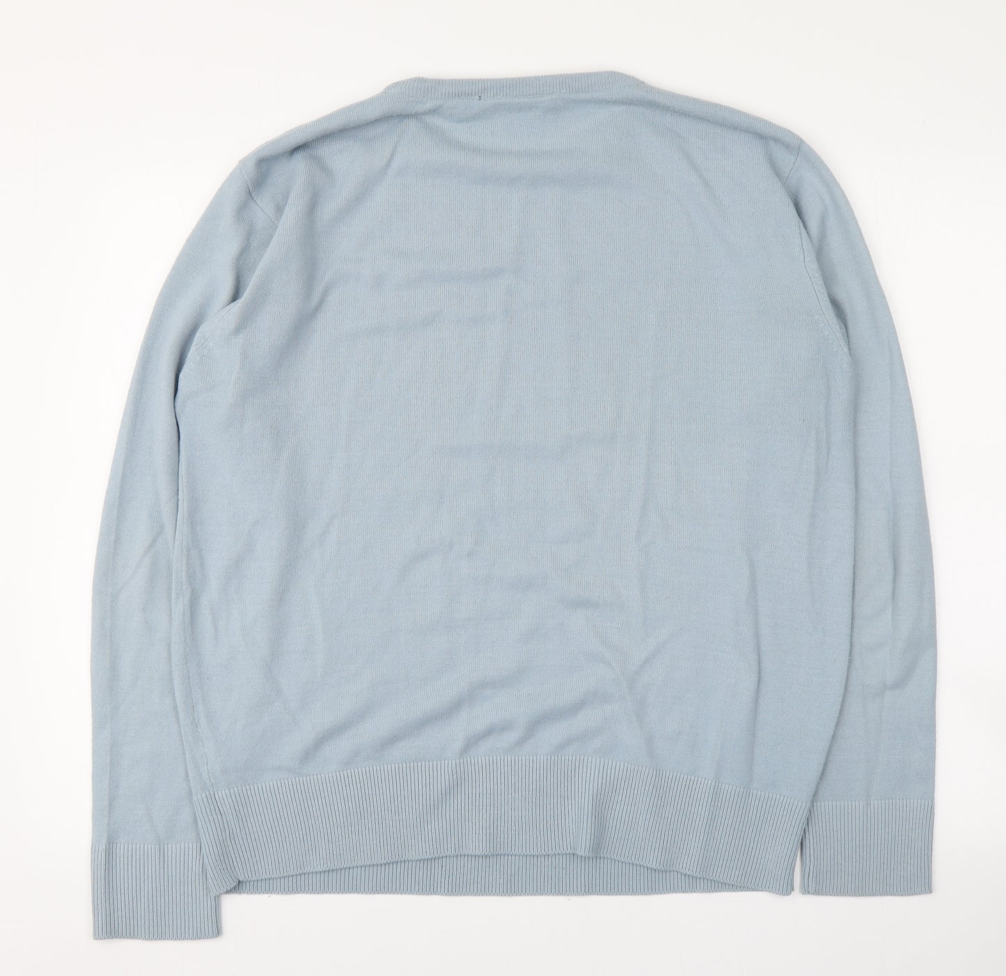 Fred Perry Mens Blue Round Neck  Acrylic Pullover Jumper Size L