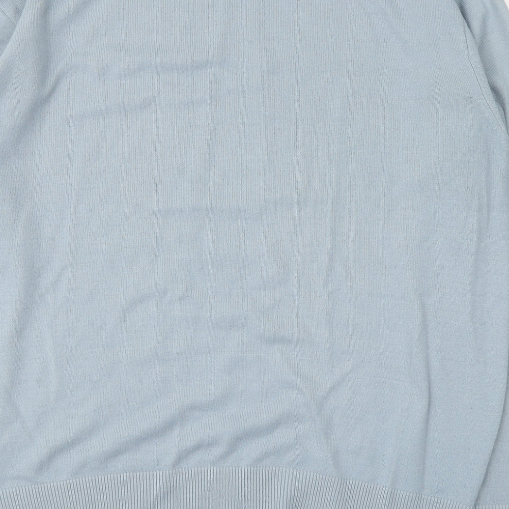 Fred Perry Mens Blue Round Neck  Acrylic Pullover Jumper Size L