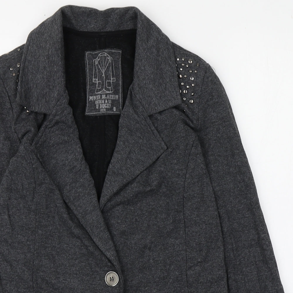 Denim & Co. Womens Grey   Jacket Blazer Size 8  Button