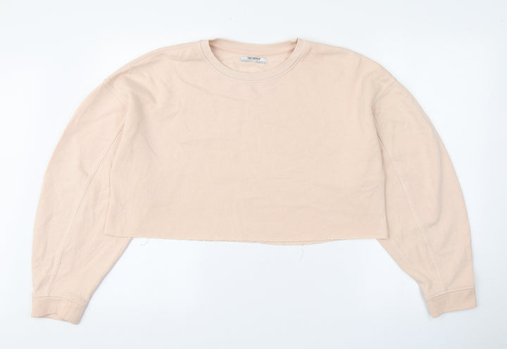 Zara Boys Pink Round Neck Cotton Pullover Jumper Size S - Cropped