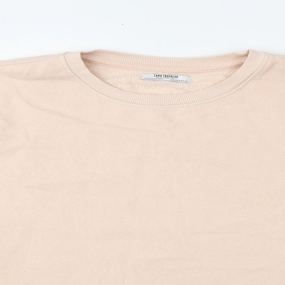 Zara Boys Pink Round Neck  Cotton Pullover Jumper Size S   - Cropped