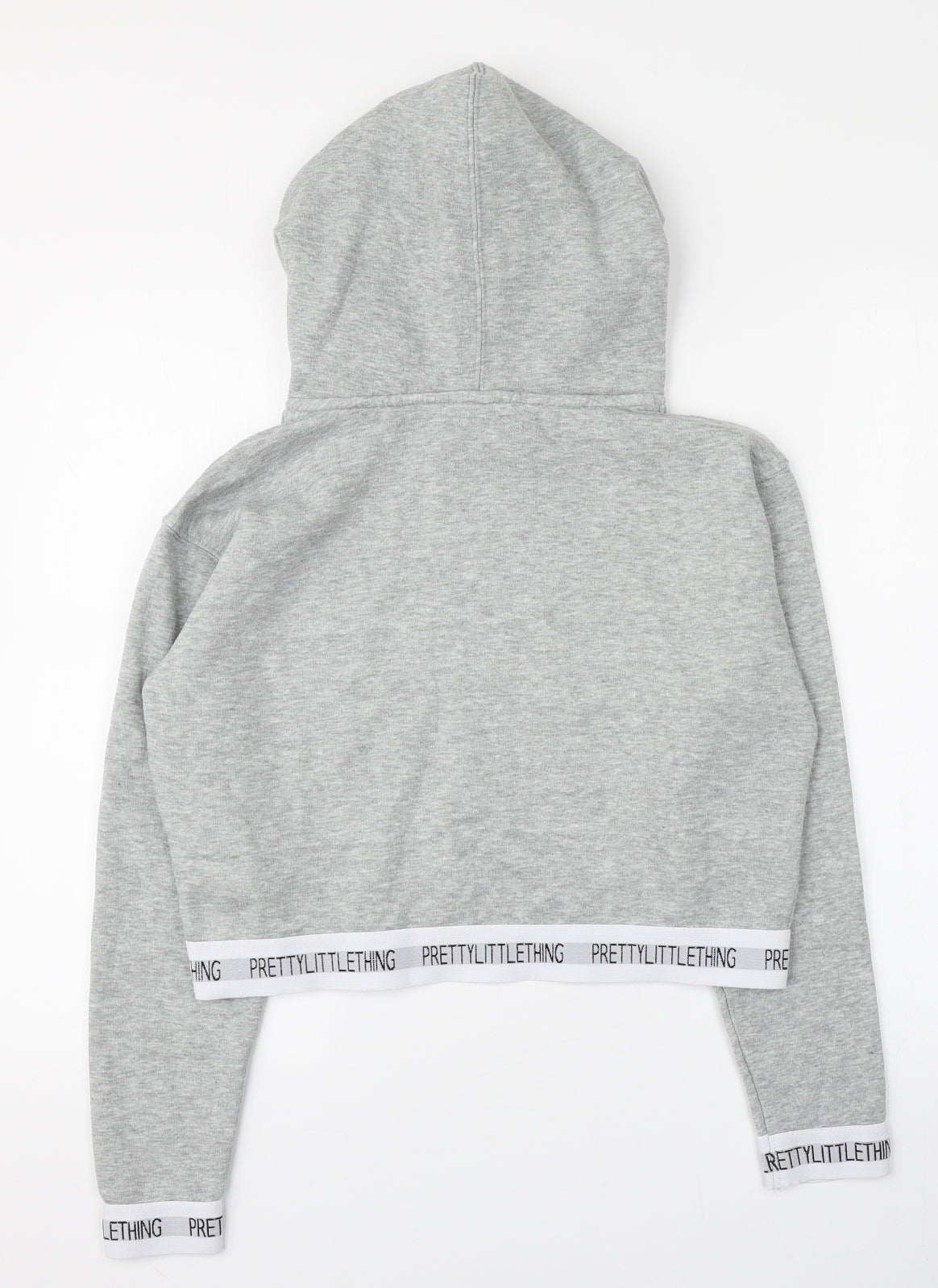 PRETTYLITTLETHING Womens Grey  Polyester Pullover Hoodie Size S   - Croped