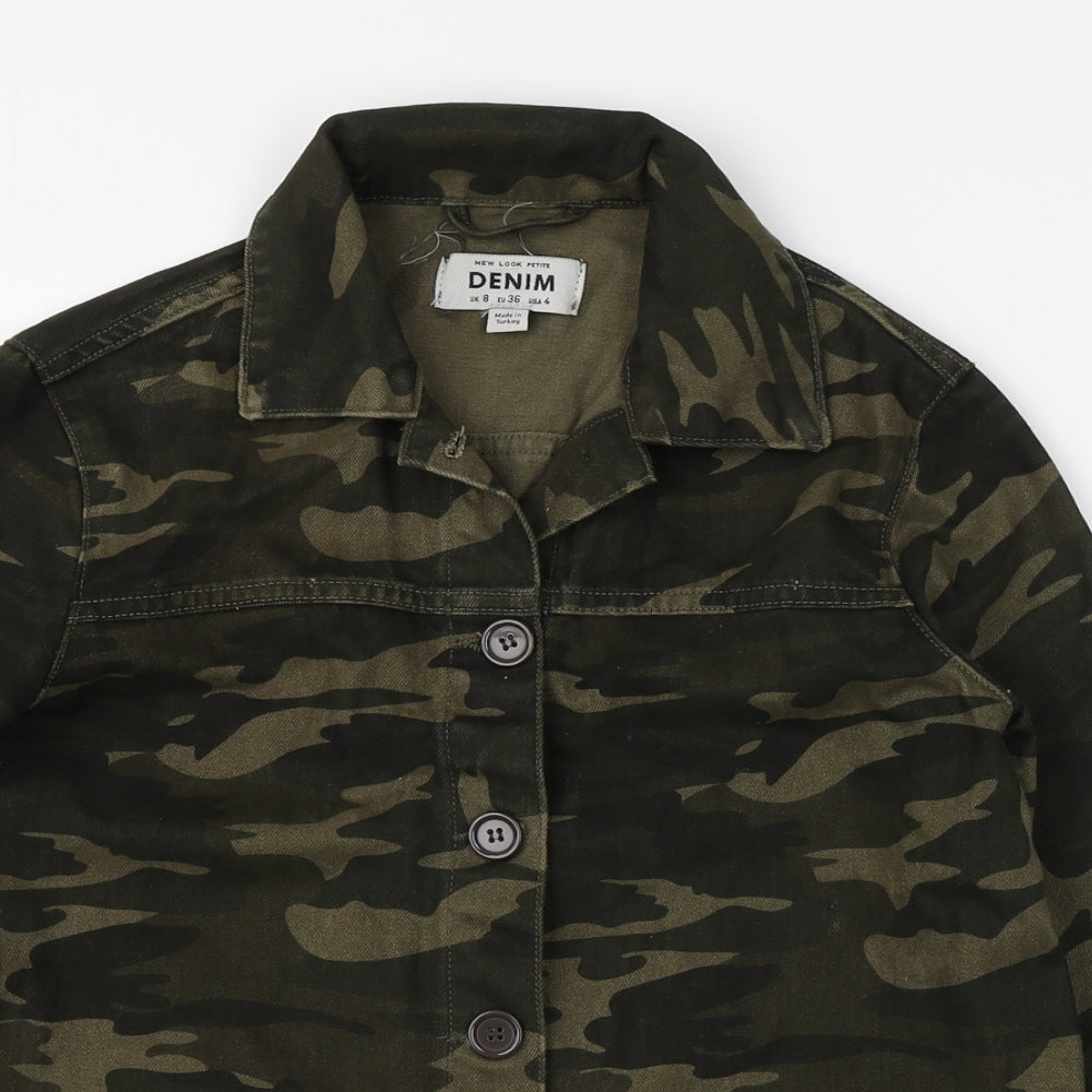 New Look Womens Green Camouflage  Jacket  Size 8  Button