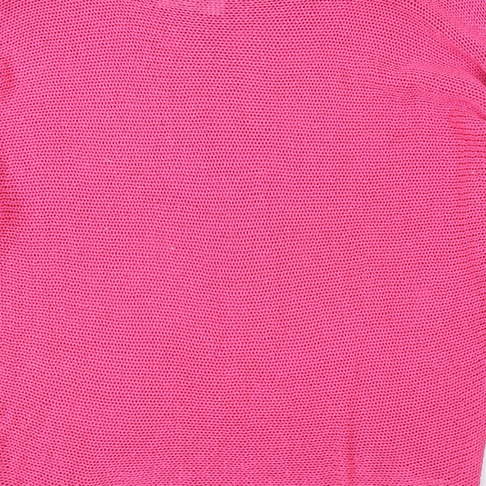 Isabella D Womens Pink  Acrylic Basic Blouse Size L Round Neck