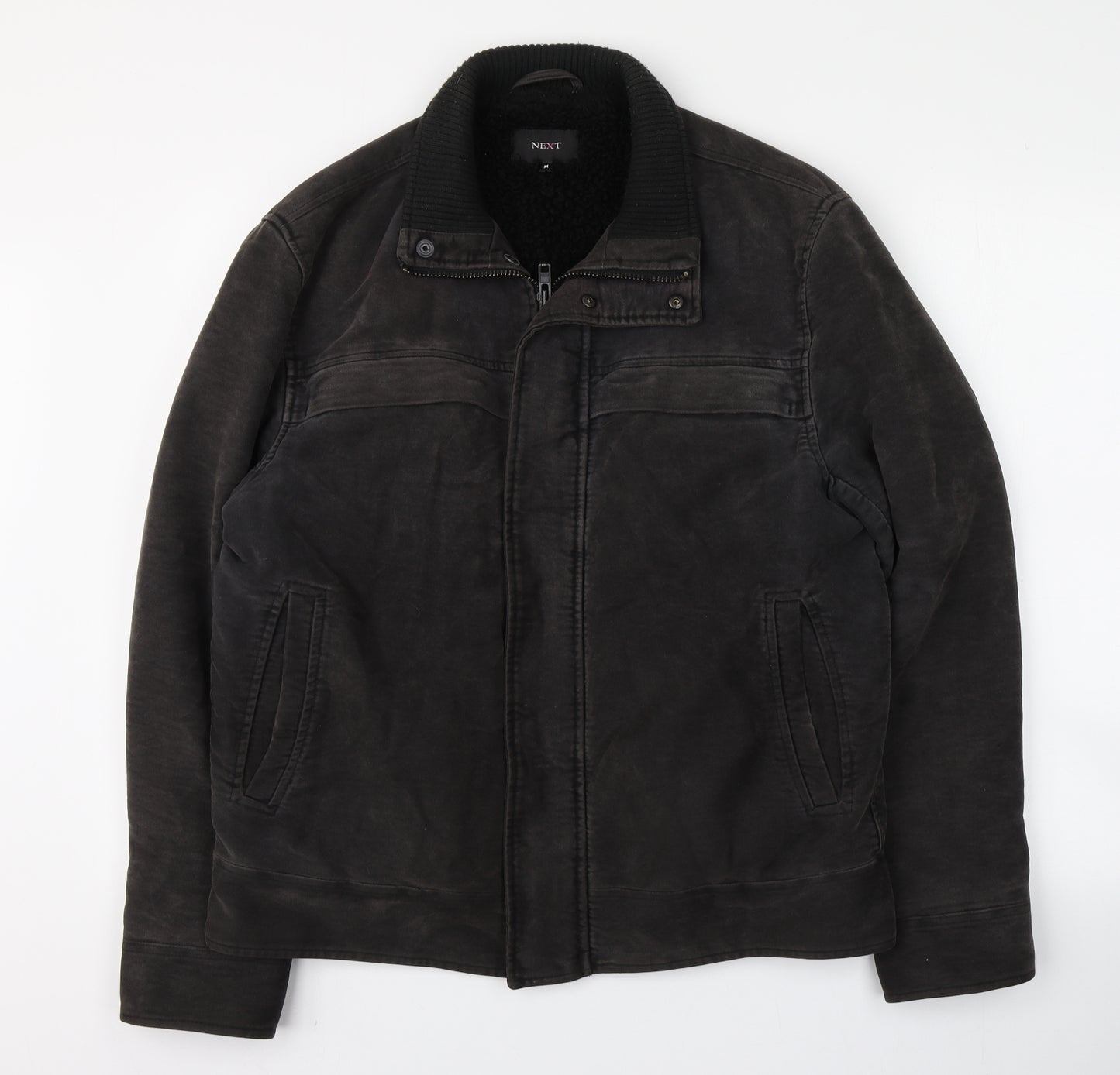 NEXT Mens Black   Biker Coat Size M  Zip