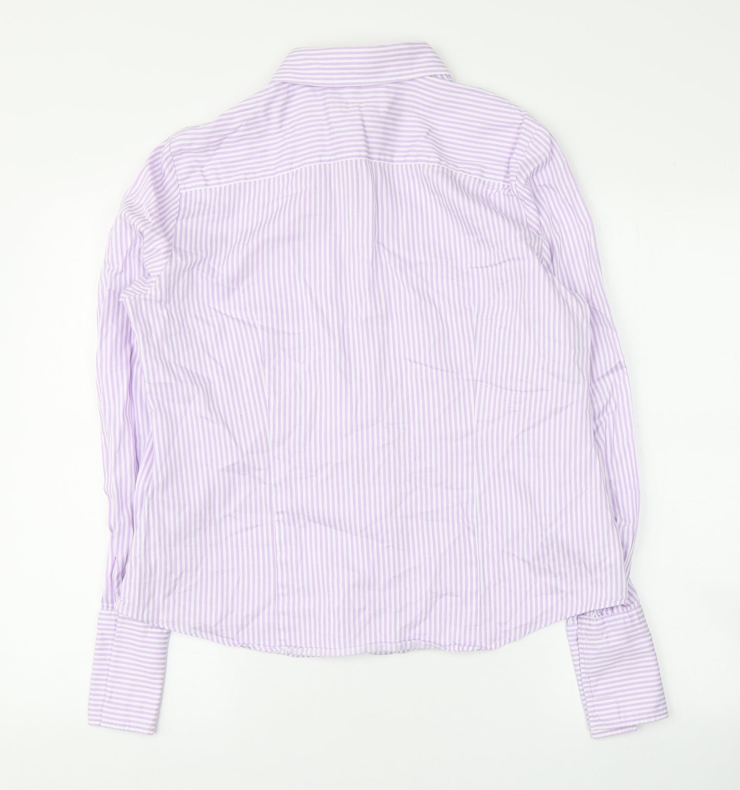 Austin Reed Womens Purple Striped Cotton Basic Button-Up Size 16 Collared