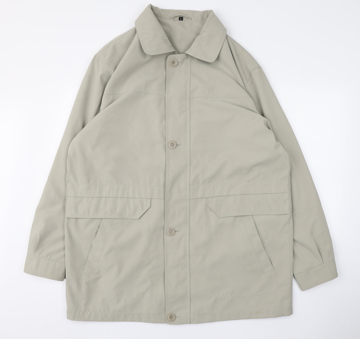 BHS Mens Beige   Trench Coat Coat Size L  Zip