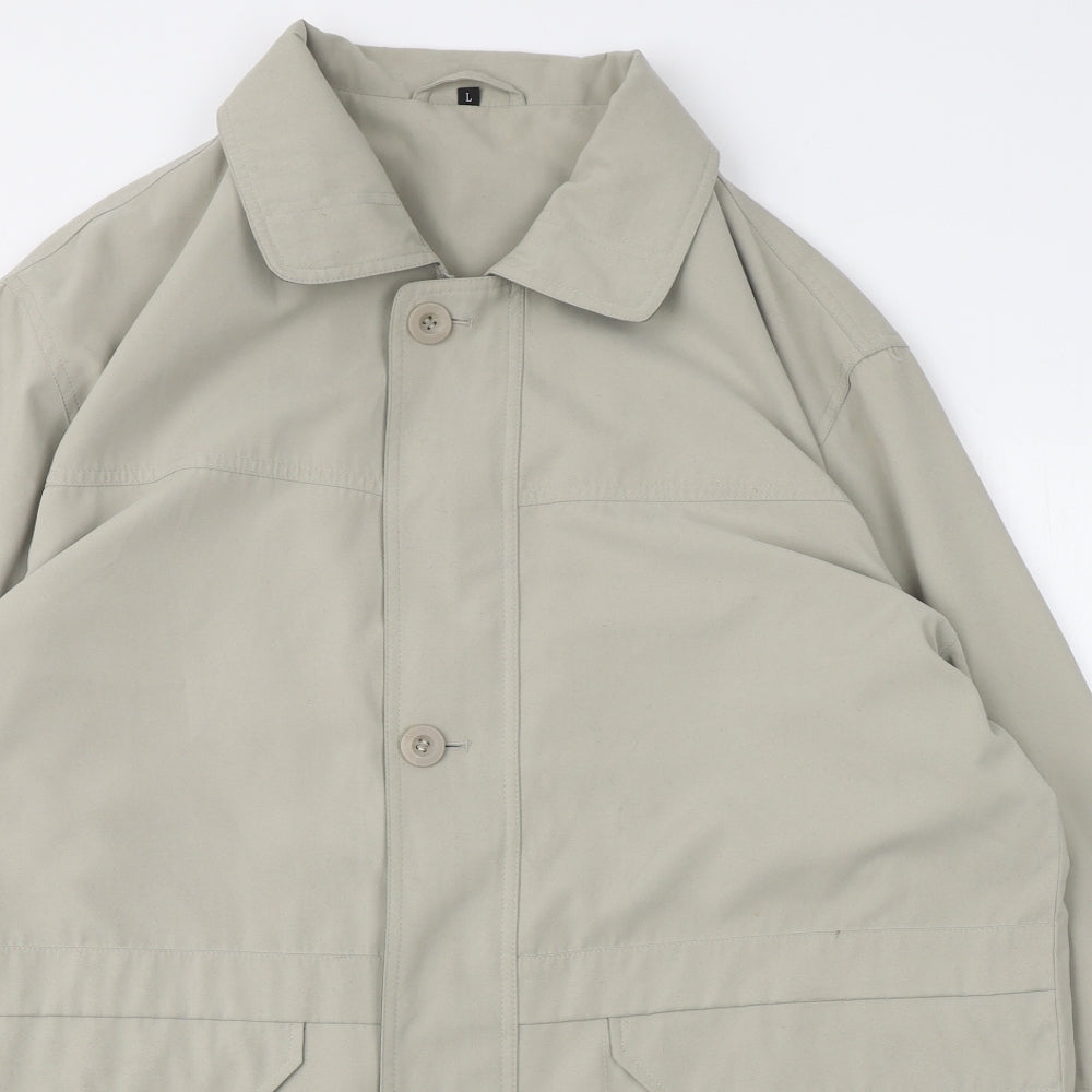 BHS Mens Beige   Trench Coat Coat Size L  Zip