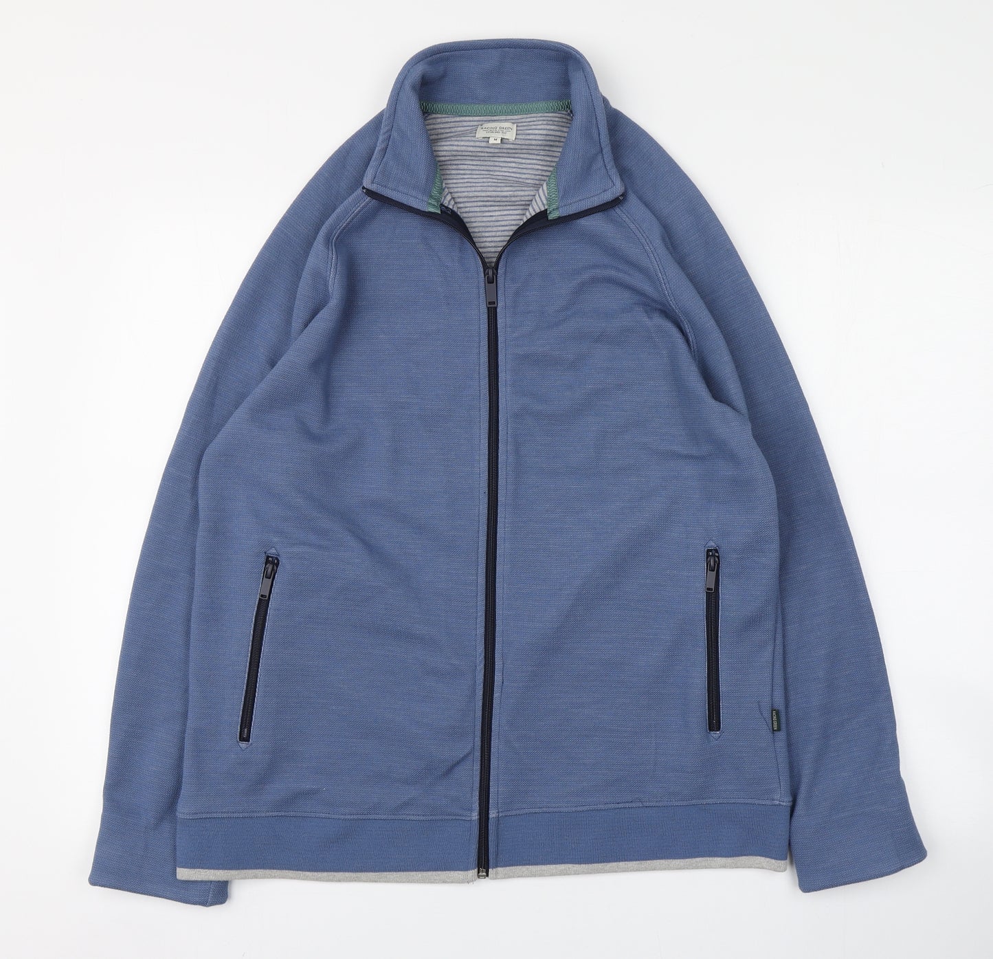 Racing Green Mens Blue Crew Neck  Polyester Full Zip Jumper Size M