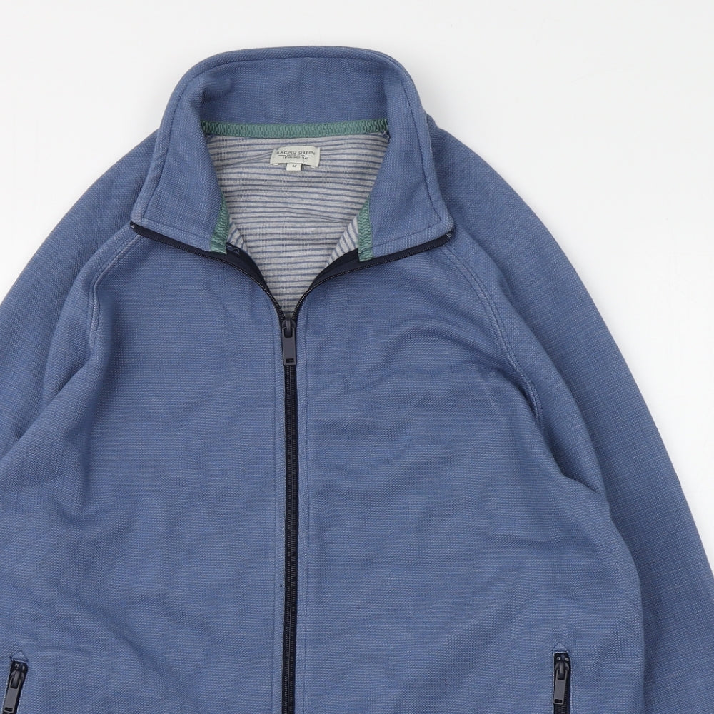 Racing Green Mens Blue Crew Neck  Polyester Full Zip Jumper Size M