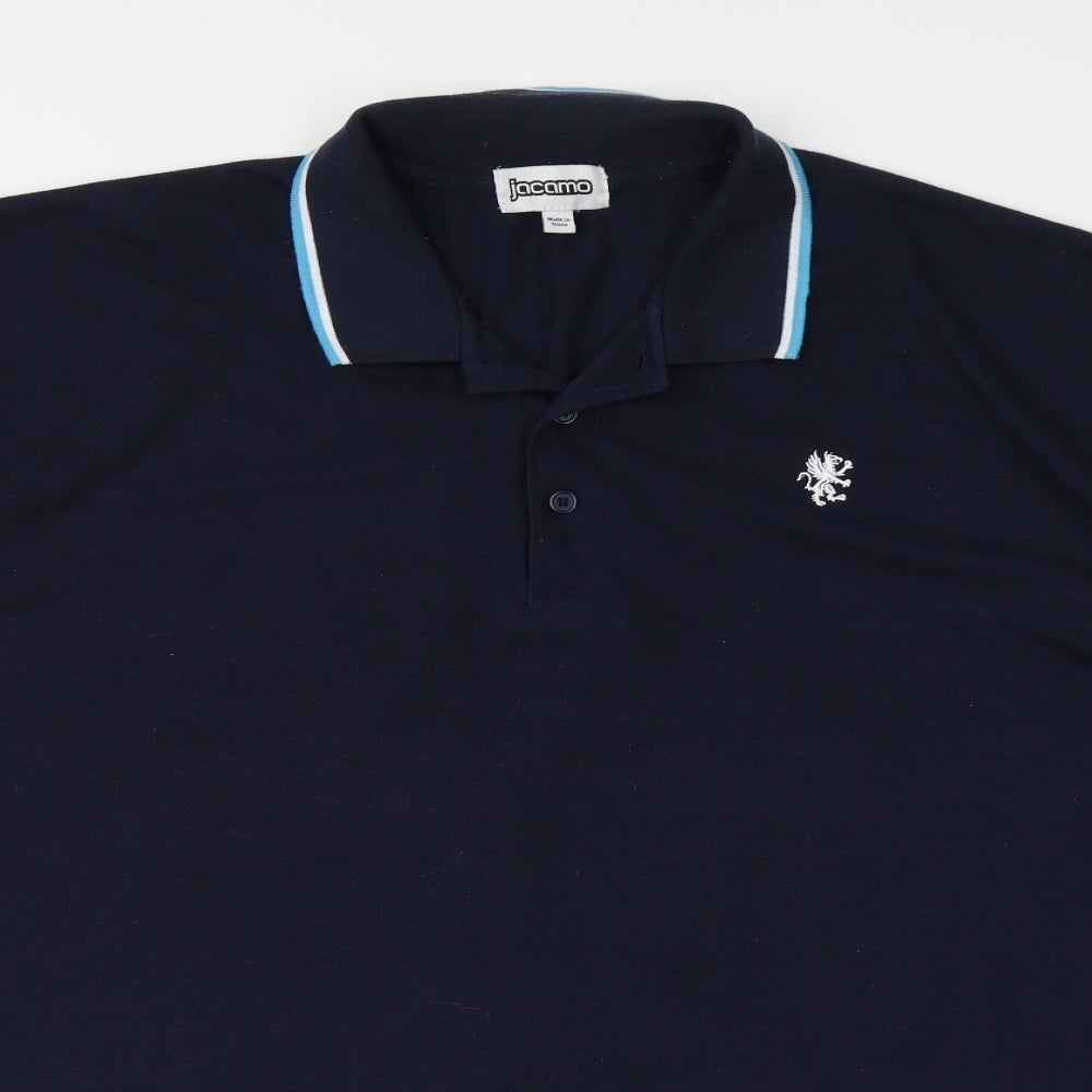 Jacamo Mens Blue  Cotton  Polo Size 3XL Collared Pullover