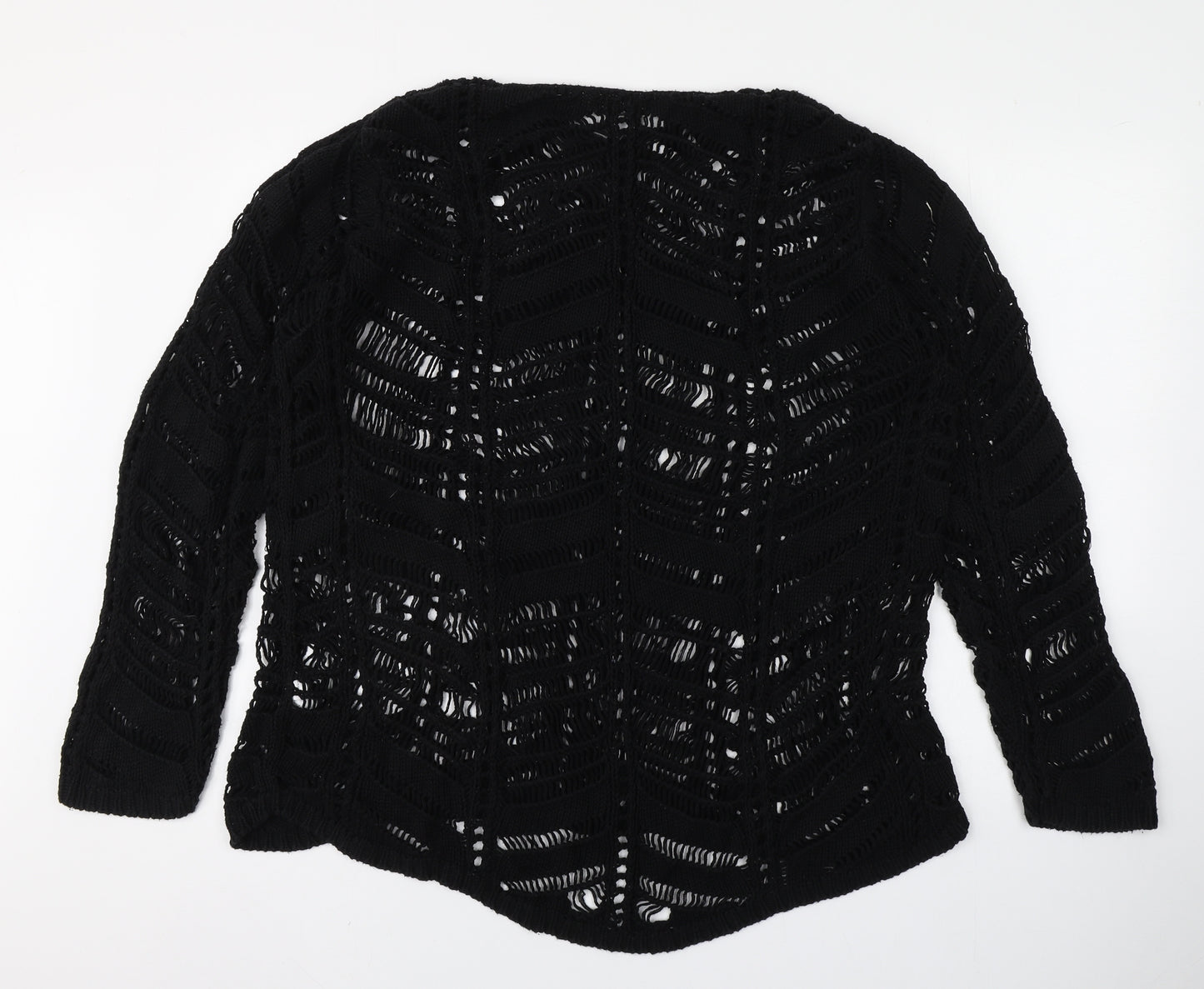 Papaya Womens Black Round Neck  Cotton Pullover Jumper Size XL