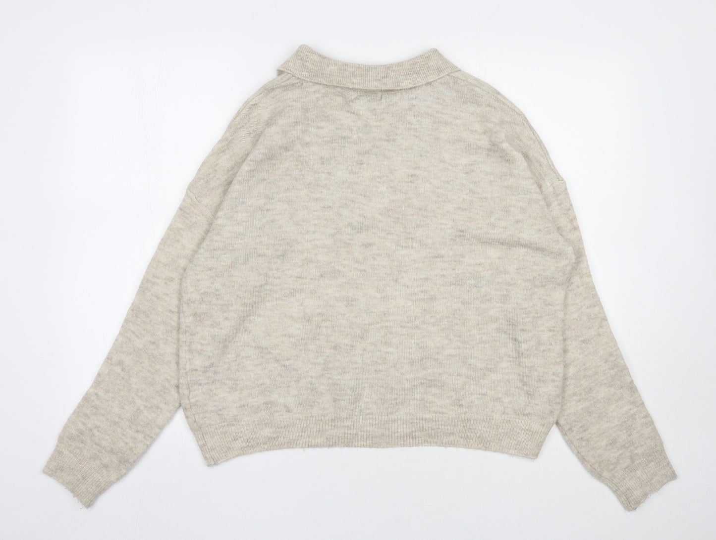 Primark Womens Beige V-Neck  Acrylic Pullover Jumper Size 12