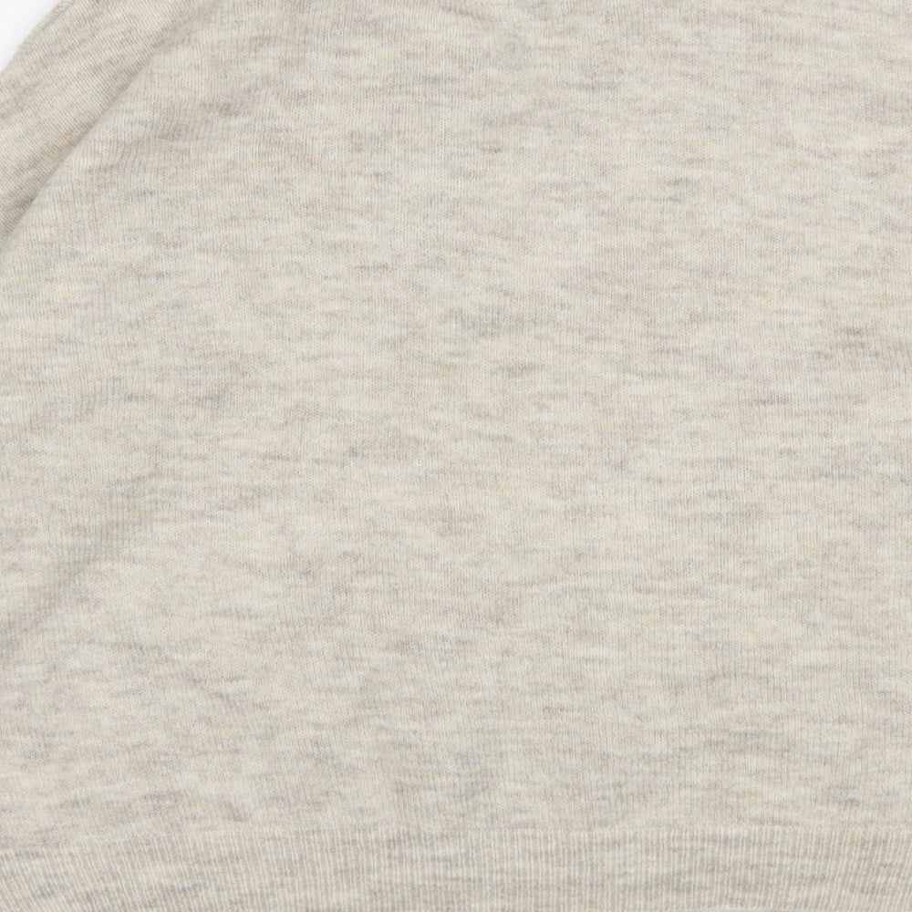 Primark Womens Beige V-Neck  Acrylic Pullover Jumper Size 12