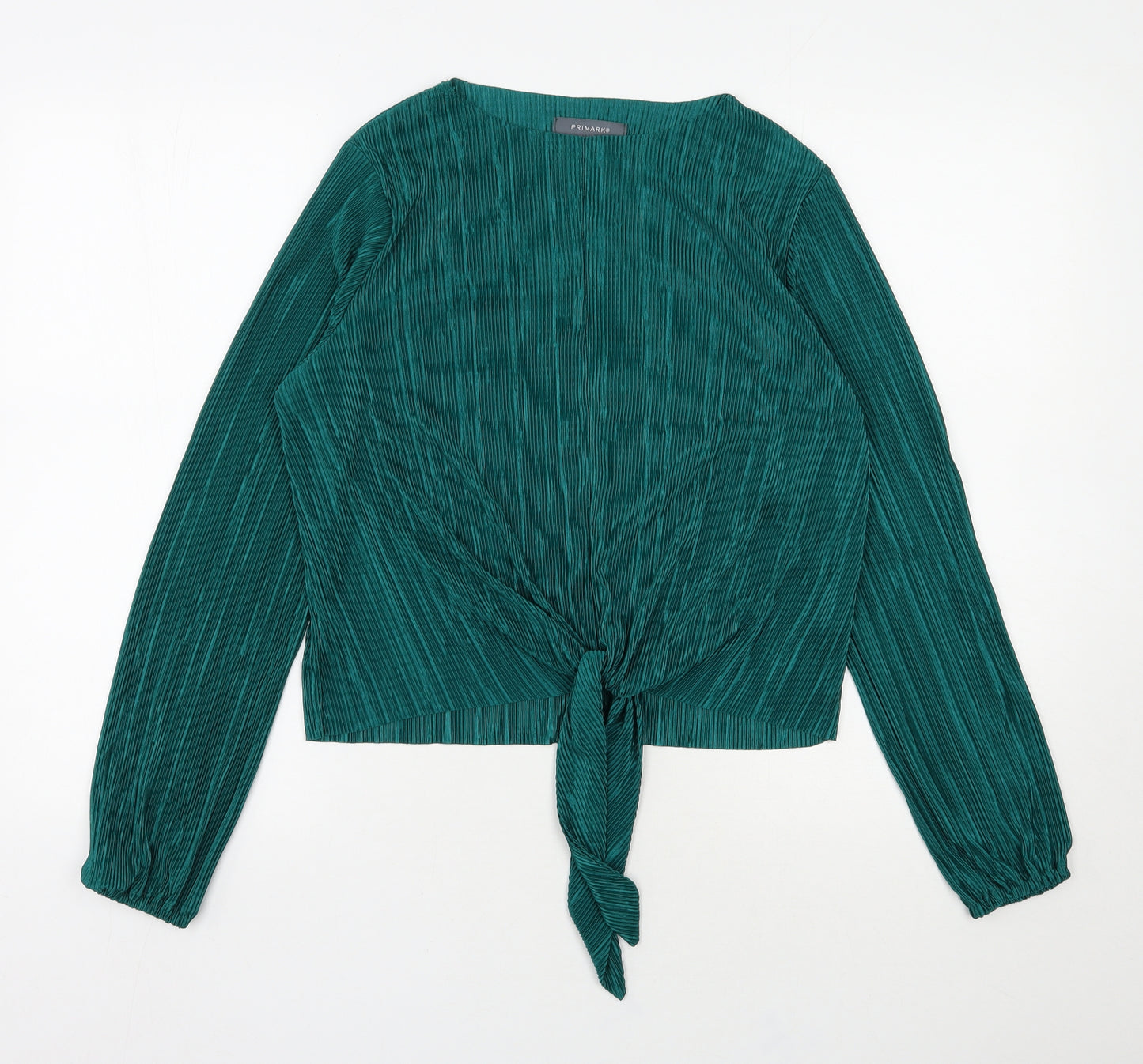 Primark Womens Green  Polyester Basic Blouse Size 14 Round Neck
