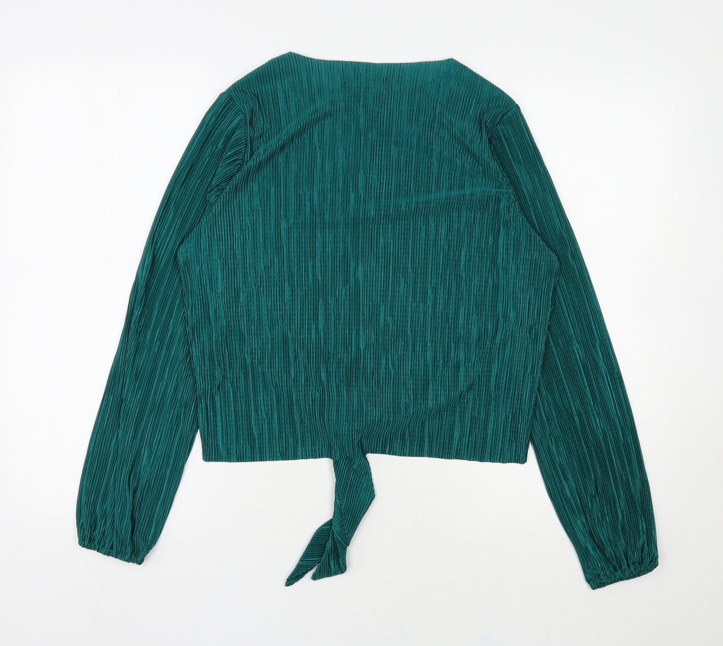 Primark Womens Green  Polyester Basic Blouse Size 14 Round Neck