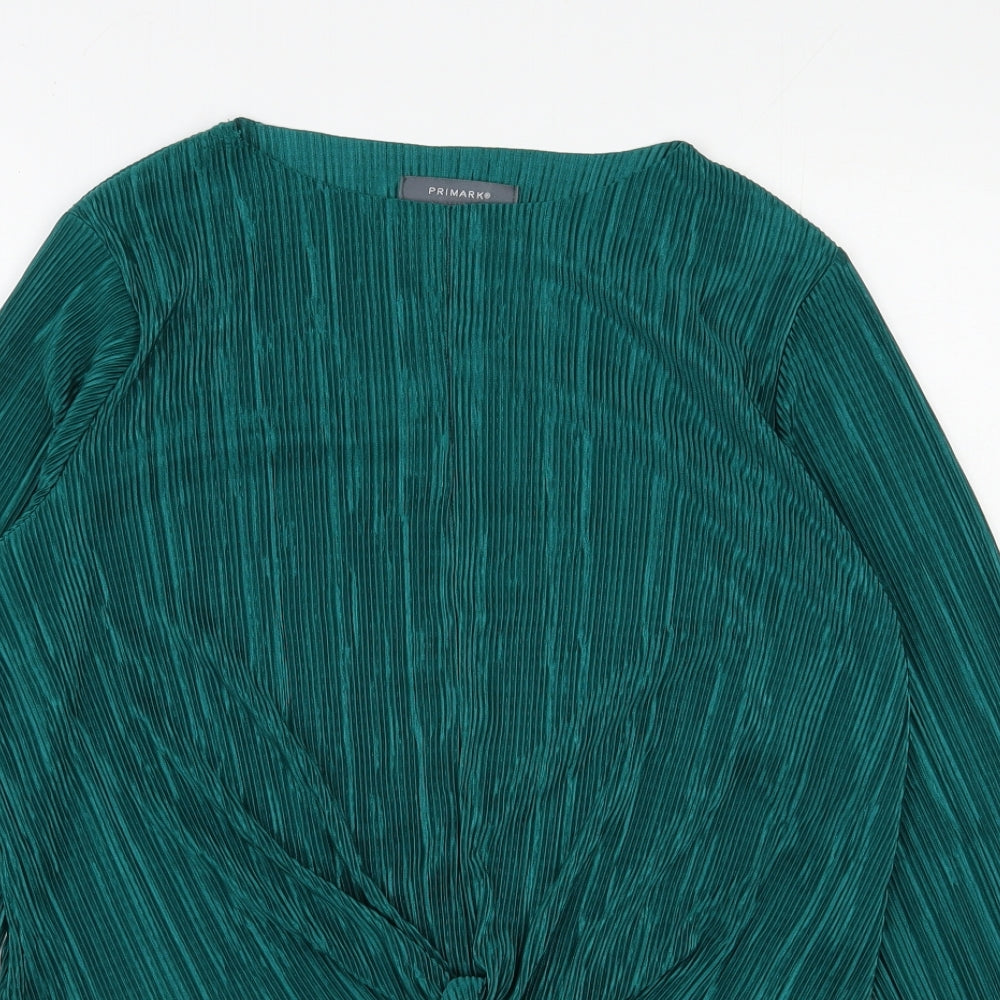 Primark Womens Green  Polyester Basic Blouse Size 14 Round Neck