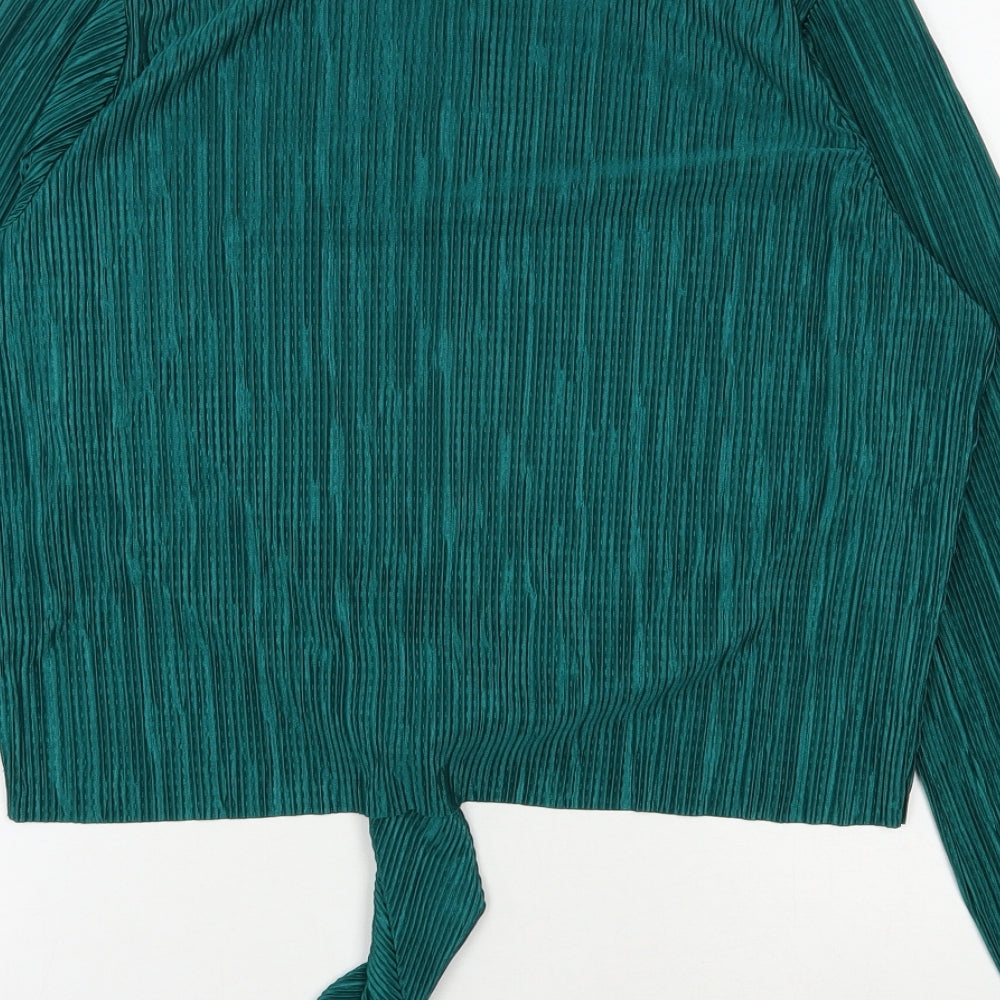 Primark Womens Green  Polyester Basic Blouse Size 14 Round Neck