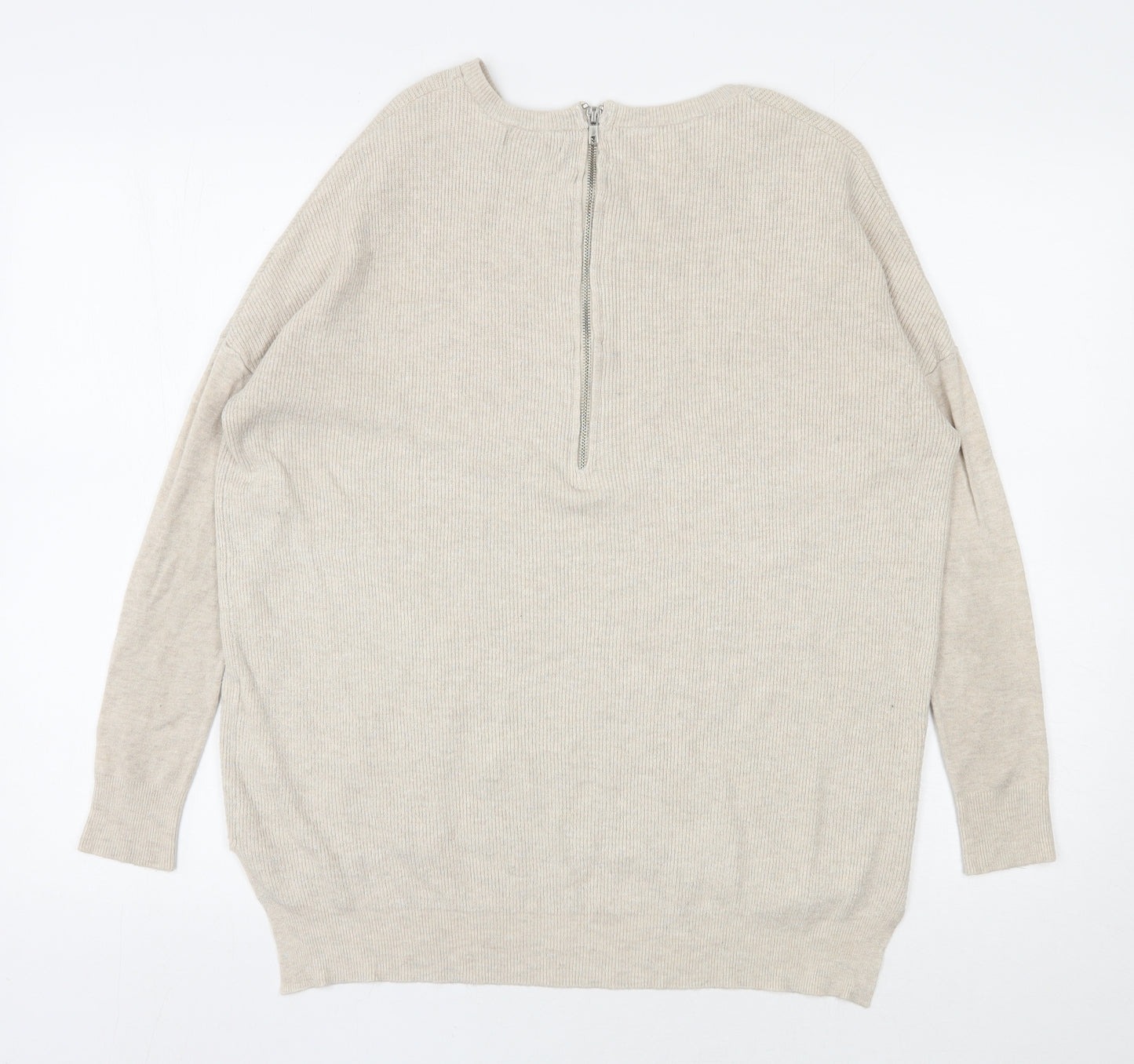 Atmosphere Womens Beige Round Neck  Viscose Pullover Jumper Size 10