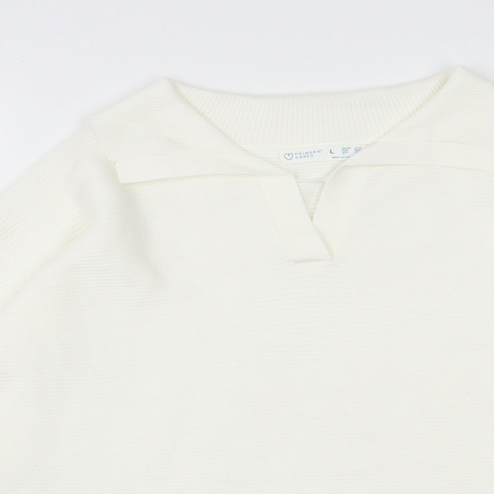 Primark Womens Ivory V-Neck  Viscose Pullover Jumper Size 14