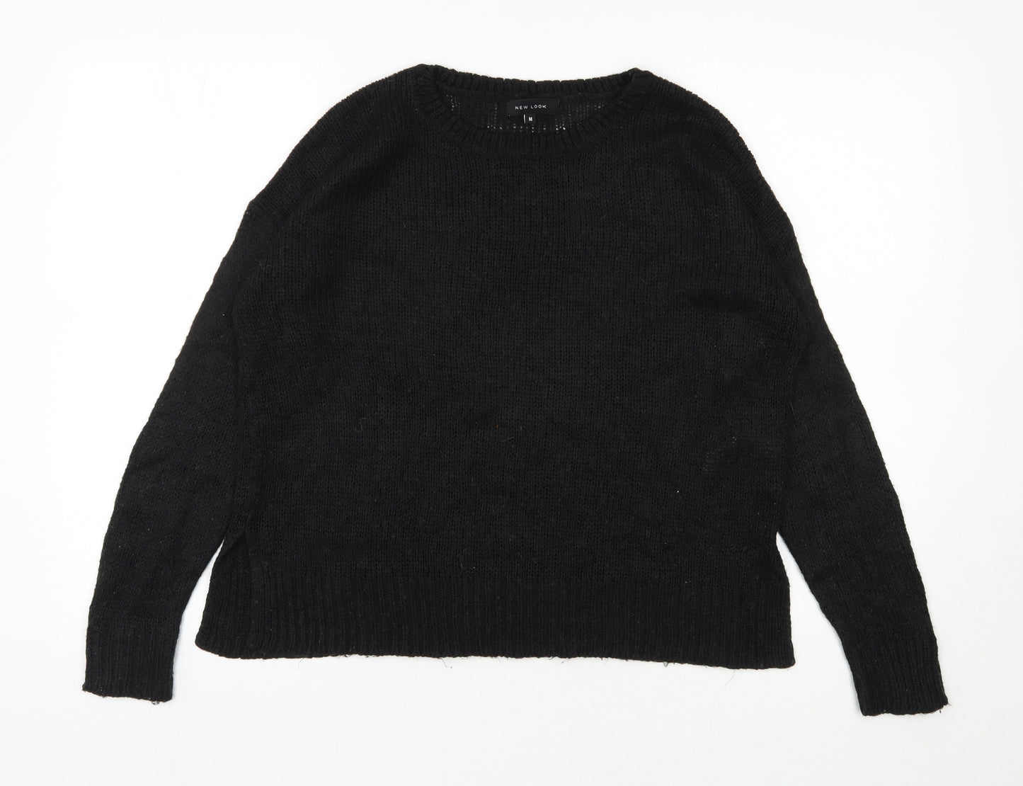 New Look Womens Black Round Neck  Acrylic Pullover Jumper Size M