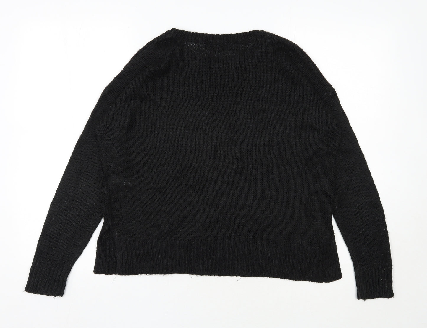 New Look Womens Black Round Neck  Acrylic Pullover Jumper Size M