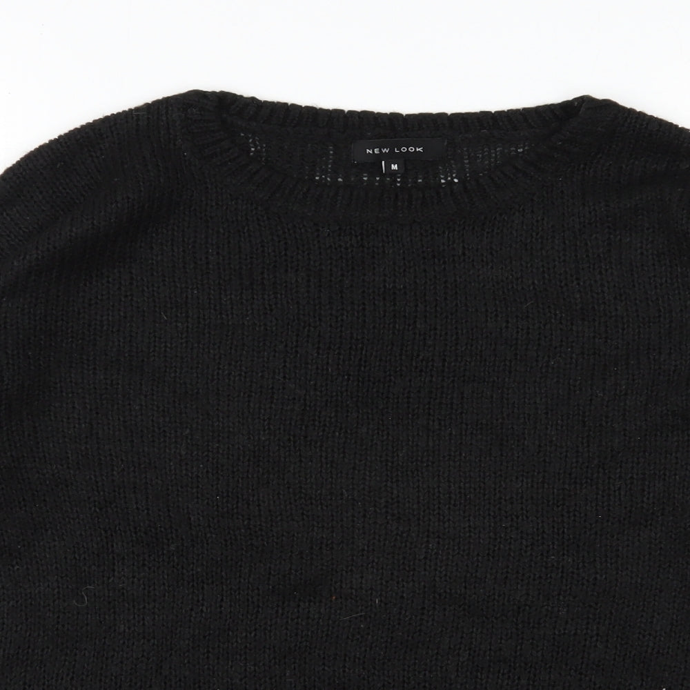 New Look Womens Black Round Neck  Acrylic Pullover Jumper Size M