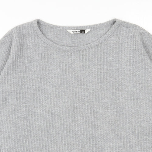 Pep & Co Womens Grey  Polyester Basic T-Shirt Size 10 Round Neck